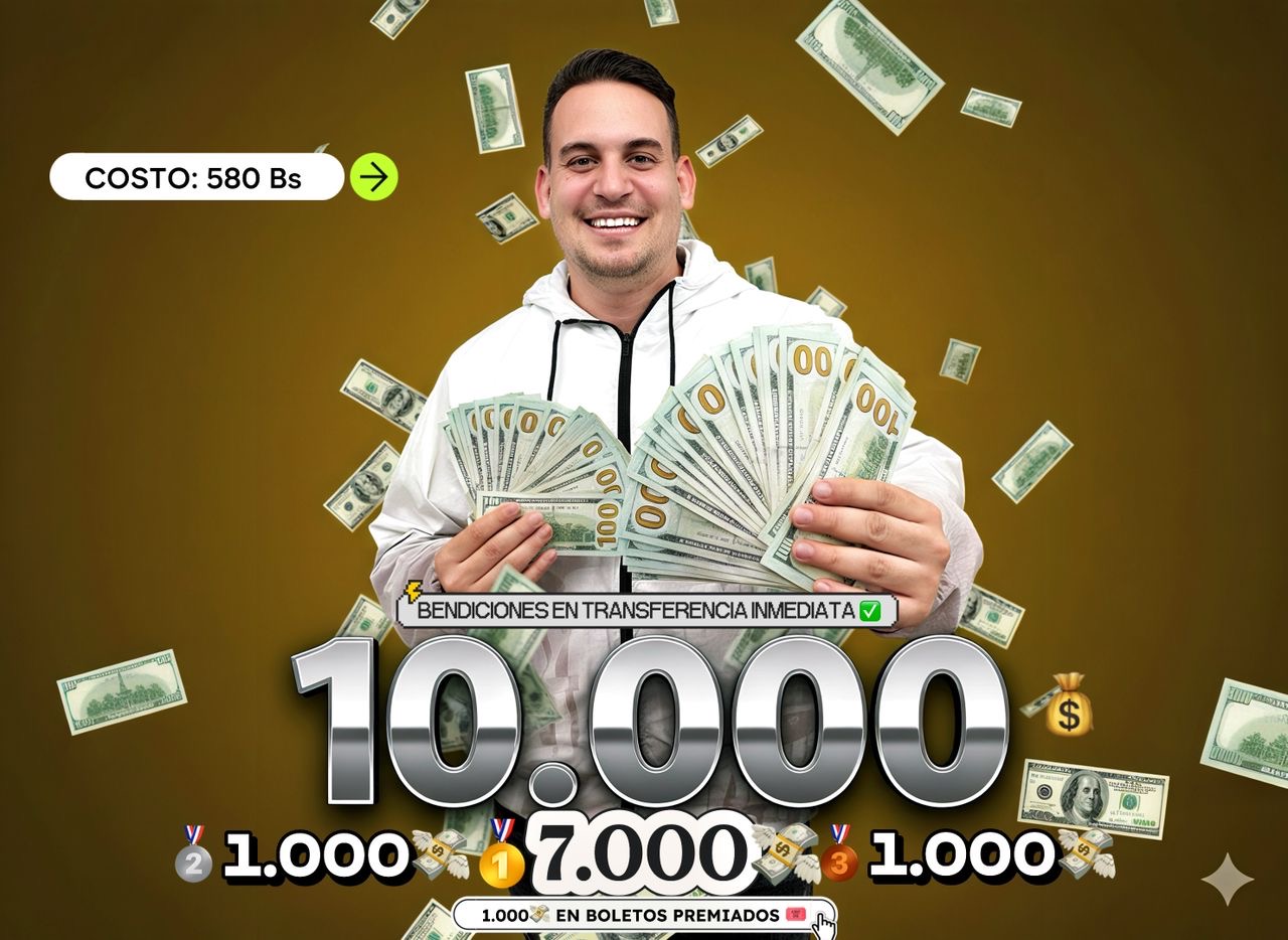 10 Mil Bendiciones 6.0: 🥇7.000$ en transferencia🥈1.000$ en transferencia 🥉1.000$ en transferencia y 💸 1.000$  en boletos premiados🎟️
