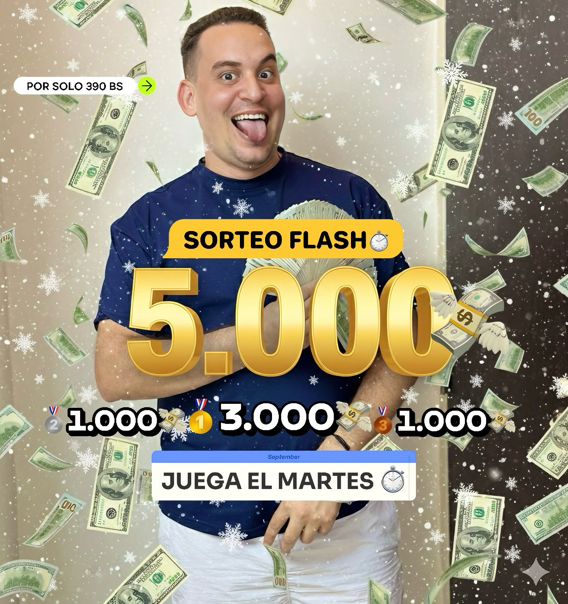 Juega el martes:🥇3.000$ en transferencia🥈1.000$ en transferencia 🥉1.000$ en transferencia 💸